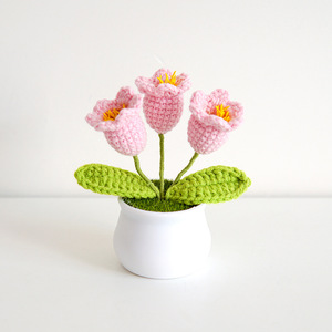 Fiori all'uncinetto fatti a mano Non Ti Scordar <span class=keywords><strong>di</strong></span> <span class=keywords><strong>Me</strong></span> in vaso, decorazione carina per scrivania, casa, ufficio, auto - Product Image 3