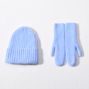 <span class=keywords><strong>Ensemble</strong></span> d'extérieur d'hiver pour femmes personnalisé mitaines souples à doigts entiers et <span class=keywords><strong>bonnet</strong></span> en laine tricotée unie 2 pièces vente de gros - Product Image 2