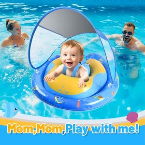 Flotteur de piscine pour bébé avec auvent pare-soleil, extra large, anti-retournement, avec siège de sécurité - Product Image 4