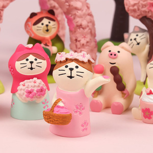 Japanese Style Zakka Cat Cherry Blossom Resin Ornament Handmade Desktop Car Decoration Home Gift - Product Image 3
