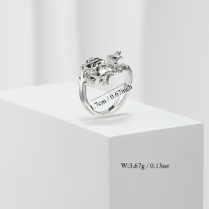 <b>Cartoon</b> Panda Bat Heart Open <b>Ring</b> Unisex Halloween Fashion Jewelry Silver Tone Adjustable Size For Women Men - Product Image 4