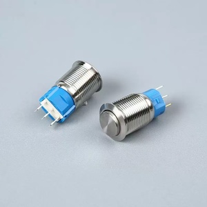 IP65 không thấm nước 16mm kim loại đẩy nút chuyển chốt 3pins <span class=keywords><strong>on</strong></span>/<span class=keywords><strong>off</strong></span> Vòng phẳng hình dạng đầu 6A max. Hiện tại không có LED - Product Image 3