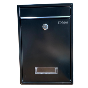 KENTOKO Post box with Key Lock, Locking Mailbox Wall Mount, Black Mailboxes