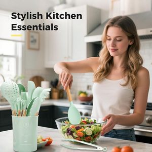 Newest 12 Pieces in 1 Set Silicone <b>Kitchen</b> <b>Accessories</b> Cooking Tools Kitchenware Silicone <b>Kitchen</b> Utensils With Wooden Handles - Product Image 2