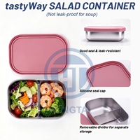Boîte à lunch réutilisable, mignonne, avec logo personnalisé, étanche, avec couvercle hermétique, compatible micro-ondes, en acier inoxydable 304, avec séparateurs en silicone
