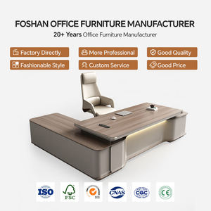 Escritorio Ejecutivo Moderno de Lujo para Jefe o Director General, Convertible y Extensible, Muebles de Oficina con Panel de Madera - Product Image 5
