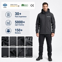 Veste d'hiver unisexe pour moto, fabrication OEM/ODM, 220g, softshell doublé polaire, capuche, col montant, poches zippées, vêtement d'extérieur