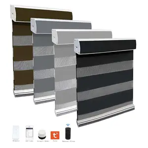 High Quality Smart Motorized Day And Night Zebra Roller Blinds Curtain Fabric Shades Zebra Window Blinds