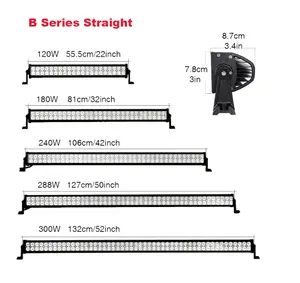 Haute puissance étanche IP67 180W 300W 2 rangées longue bande LED lumière de travail modifiée barre lumineuse de véhicule tout-terrain