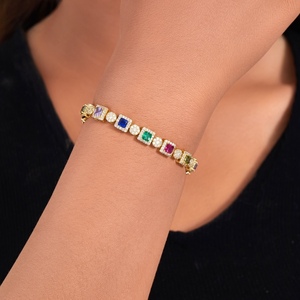 สร้อยข้อมือผู้หญิงชุบทอง14K 18K โซ่เทนนิสเพทายสีแฟชั่นสำหรับงานแต่งงานแบบคลาสสิก - Product Image 3