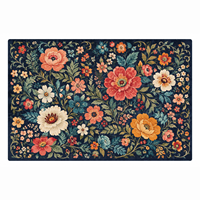 Tapis moderne à imprimé animalier bleu marine en polyester, imitation velours, lavable, antidérapant, insonorisant, pour salon