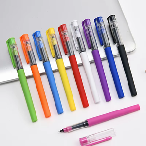 Оптовая продажа настраиваемые 0,5 мм синие гелевые ручки набор Макарон цвета с логотипом рекламная пластиковая ручка с черными чернилами - Product Image 2