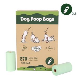 Custom Logo <b>Compostable</b> Pet Waste Bags 100%Biodegradable Reusable Dog Poop Bag 18 Rolls with Dispenser - Product Image 1