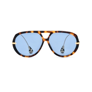 Gafas de sol tipo ojo de gato, montura completa de caparazón de tortuga, lentes de espejo azules, protección solar a la moda para mujer, para adultos - Product Image 6