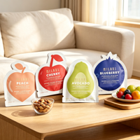 Sachet personnalisé imprimé de forme irrégulière, de qualité alimentaire, à trois soudures latérales, avec encoche de déchirement facile, thermosoudable, de forme spéciale pour liquides, jus et gelées