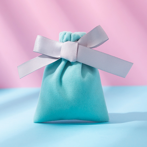 Custom Logo Printed Luxury <b>Small</b> Pink Red <b>Black</b> Velvet Drawstring <b>Bags</b> Bowknot Portable Rectangle Jewelry Container Packaging - Product Image 5