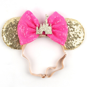 Classic <strong>Mouse</strong> Ears Headband with Big Sequin <strong>Bow</strong> Glitter <strong>Bow</strong> for Birthday Party Bachelorette Costume Accessory - Product Image 4