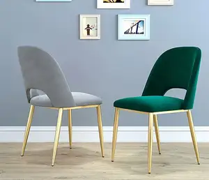 2020 새로운 디자인 북유럽 스타일 와이어 벨벳 암 테이블 패브릭 골드 금속 식당 의자