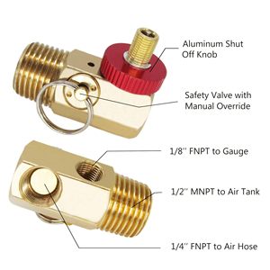 Válvula de Esfera Combinada de Latão para Compressor de Ar, 1/2\" NPT para Tanque x 1/4\" NPT para Mangueira, Manifold para Bomba de Ar, Certificado ISO9001, 1 Ano de Garantia - Product Image 2