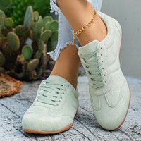 OEM ODM Vente en gros Printemps Automne Femmes Daim Rétro Baskets plates à lacets Semelle souple Chaussures décontractées pour le bureau et la marche quotidienne