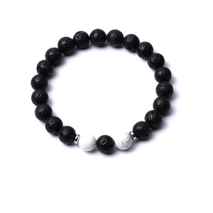 Bracelet perlé 8 mm en <span class=keywords><strong>pierre</strong></span> <span class=keywords><strong>de</strong></span> <span class=keywords><strong>lave</strong></span> noire scintillante, fait main, pour hommes et femmes – Vente chaude - Product Image 5