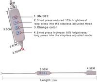 Cable de Alimentación USB DC 5V con Interruptor de Encendido/Apagado y Control de Intensidad, con Extremos Desnudos para Iluminación de Espectáculos en Vivo y Luces LED