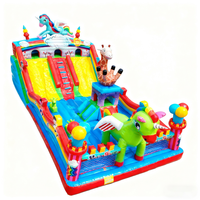 Château gonflable coloré écologique à prix d'usine, combo double toboggan, capacité de 500 kg, taille personnalisable pour le plaisir en famille