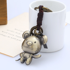 Porte-clés en cuir avec les 12 signes du zodiaque, <span class=keywords><strong>horoscope</strong></span>, pendentif vintage animal singe oiseau pour porte-clés, porte-clés animal mignon - Product Image 5