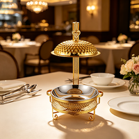 Réchaud à alcool FLEY en acier inoxydable orné avec plateau de service argenté et cadre à motifs pour tables de réception de mariage