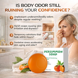 Persimmon Extract <b>Soap</b> Bar - Green Tea Polyphenols for Odor Control, Shea & Coconut Oil 24H Hydration - Product Image 3