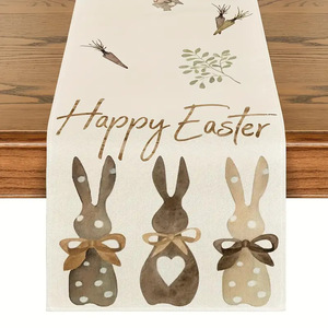 Chemin de table de Pâques DAMAI en polyester, motif lapin et carotte, décoration intérieure pour la maison et la salle à manger, 13x72 pouces - Product Image 5