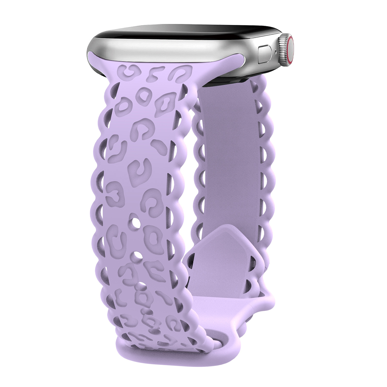 UPro Soft Watch Strap for Watch Series 9 8 7 6 Leopard Print Pattern Sport Breathable Silicone Butterfly Buckle Private