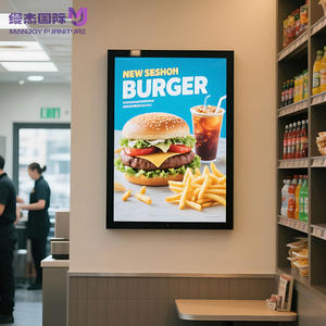 Özelleştirilmiş 24 ''x 36'' ince <span class=keywords><strong>LED</strong></span> ekran ahşap çatkı duvar ultra-ince yapış alüminyum ışıklı Poster kutusu uzaktan ofis düğün ev AC tak - Product Image 3