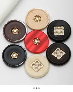 Yong Ji 25mm Metal Button Resin Color Round Retro Four-Hole Combination Buttons Used For Ladies Suit Coat Alloy Buttons