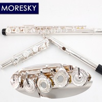 MORESKY 17 Open Holes C Key Flute Cupronickel Silver Plated with E Key Carved Pattern Brass Made in China MFL-803