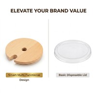 Couvercle en bambou écologique personnalisé Landy pour pots en bois, bouteilles, pots à épices, bougies et bocaux en verre.