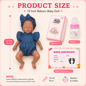 BAkwbwBY Muñeca Bebé <span class=keywords><strong>Reborn</strong></span> de Silicona de 12 Pulgadas, Realista, Niña Afroamericana con Traje Azul, Caja de Regalo, Biberón, Perfecta <span class=keywords><strong>para</strong></span> Niños - Product Image 3