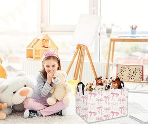Cestas de Almacenamiento Personalizadas para Niños, Cesta Rosa con Lazo, Cesta Rectangular para Niñas, Contenedor de Almacenamiento Bonito para Decoración de Habitaciones - Product Image 4
