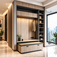 Porte-manteau contemporain suspendu avec étagères ouvertes pour rangement de chaussures et organisation de l'entrée quotidienne
