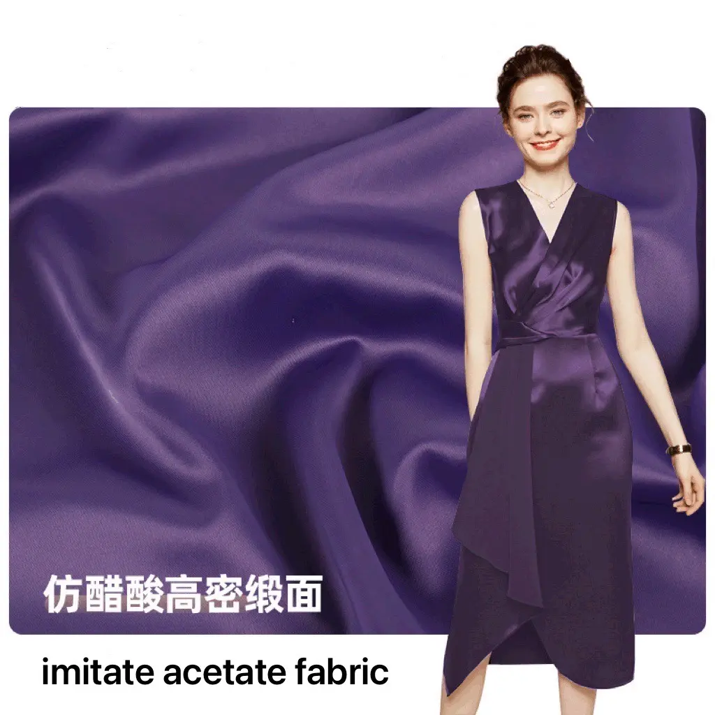 Imitate Acetate Fabric Satin Silk Dress Fabric 220gsm Garment Fabric