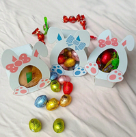 Lot de 10 boîtes en carton transparentes faites à la main avec fenêtre, motif lapin, pour emballage cadeau de chocolats, décoration de paquet d'œufs pour la fête de Pâques