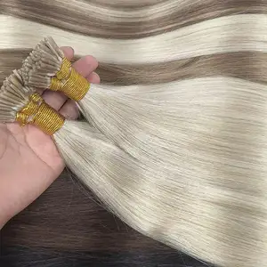 ISWEET Wholesale Double Drawn Indian Remy Raw I tip Extension Hair Blonde Virgin 100% Human Hair Extension I Tip