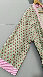 Women Full Length Cherry Print Robe V-Neck <b>Long</b> <b>Sleeve</b> Soft Woven Cotton <b>kimono</b> Casual Spring Wear - Product Image 4