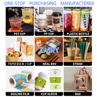 Gobelets jumeaux réutilisables en plastique transparent PP à deux compartiments, personnalisés ou standard, pour boissons au thé Boba, avec couvercles