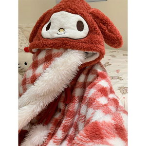 Poncho rosso per ragazza carina dolce <span class=keywords><strong>pigiama</strong></span> invernale da donna <span class=keywords><strong>in</strong></span> <span class=keywords><strong>pile</strong></span> di corallo con fodera <span class=keywords><strong>in</strong></span> <span class=keywords><strong>pile</strong></span> e vestaglia da notte per la casa - Product Image 5