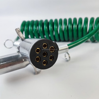 Cable de alimentación espiral de alta resistencia con aislamiento de PU, nuevo, de 7 pines, metálico, para remolque, negro y verde