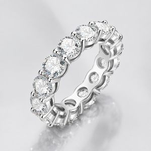 Hot Sale Classic 5mm 0.5CT 925 Sterling <b>Silver</b> Personalized Moissanite <b>Eternity</b> Band Tennis <b>Ring</b> for Women - Product Image 1