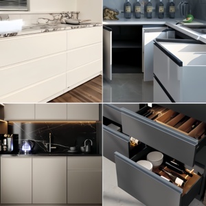 Nouvelles Idées de Produits Poignée en Forme de G Poignée Invisible en Aluminium Gris sans Fente pour Tiroirs de <span class=keywords><strong>Cuisine</strong></span> Style Gentleman Utilisation dans la <span class=keywords><strong>Cuisine</strong></span> - Product Image 6