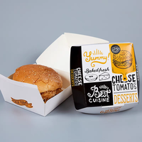 Boîte à hamburger carrée de haute qualité, imprimée en quatre couleurs, biodégradable, nouvelle conception, jetable, à emporter
