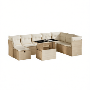 Grand ensemble de canapés de jardin en rotin PE beige, mobilier d'extérieur 6 places, design contemporain, ensemble de jardin durable - Product Image 1